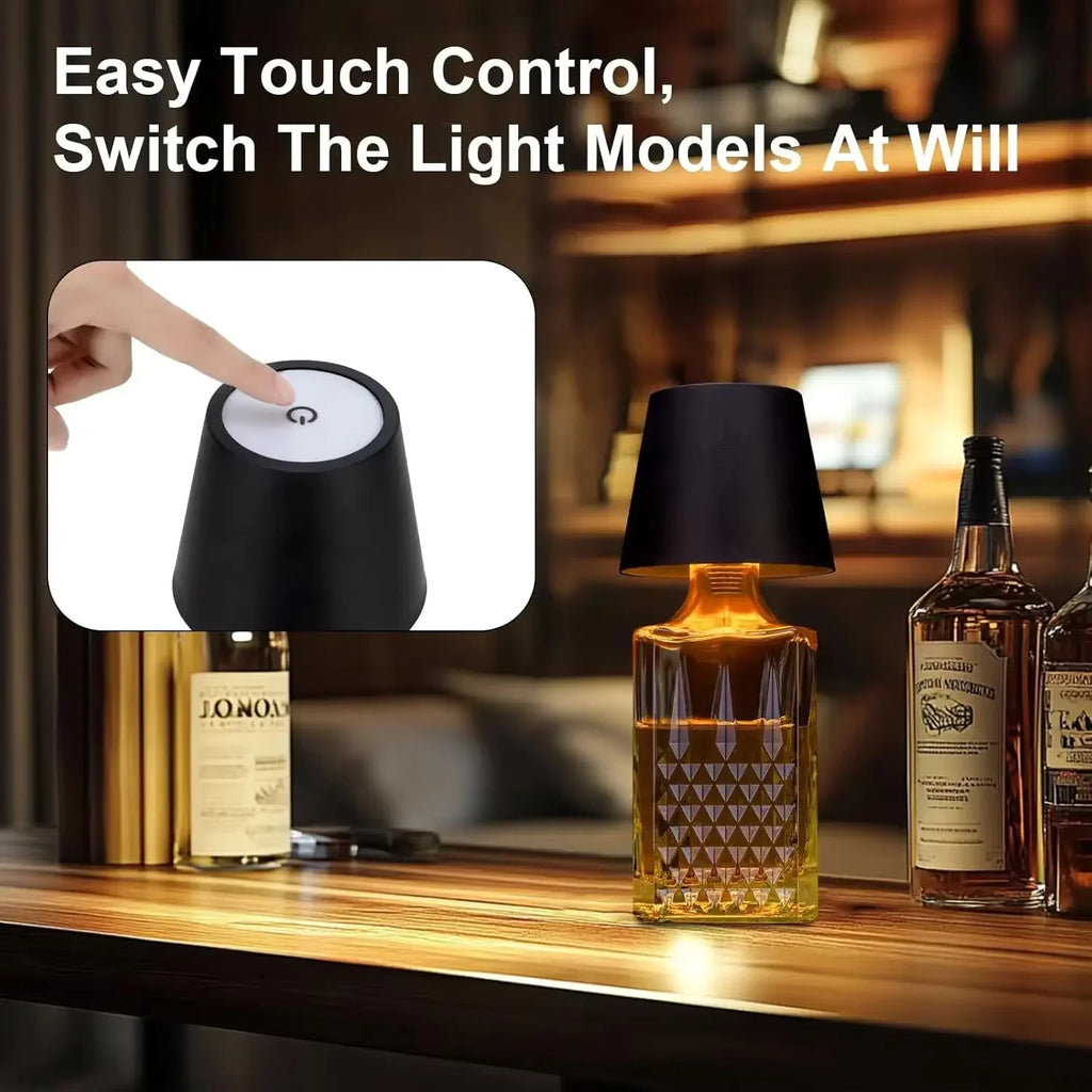 Wireless Touch Mini LED Lamp Rechargeable Dimmable Warm Light Portable Small Table Night Lamp For Bedroom Bar Cafe Hotel Decor ﻿