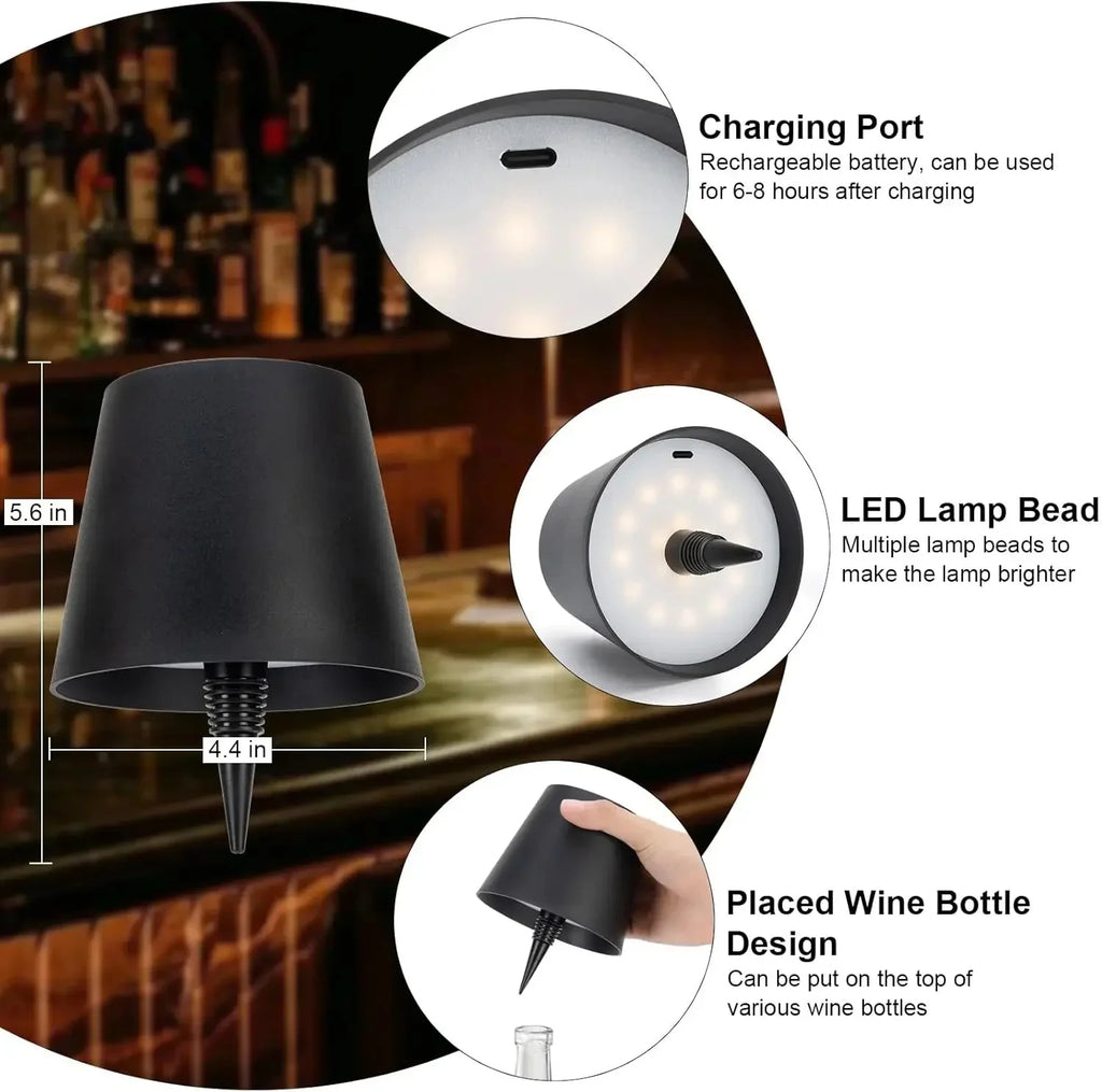 Wireless Touch Mini LED Lamp Rechargeable Dimmable Warm Light Portable Small Table Night Lamp For Bedroom Bar Cafe Hotel Decor ﻿
