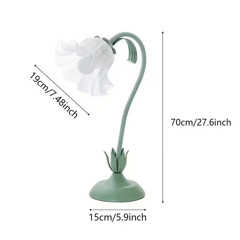 European Style Romantic Flower Table Lamp LED Warm Elegant Nightstand Light for Bedroom Living Room Office Hotel Home Lighting
