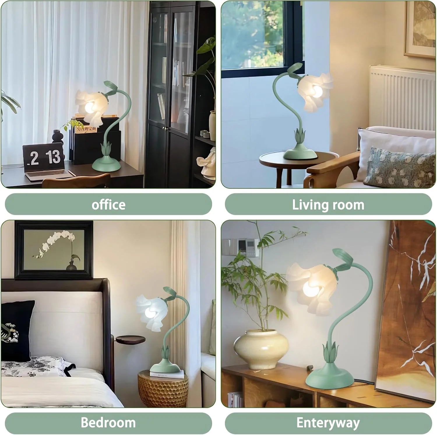 European Style Romantic Flower Table Lamp LED Warm Elegant Nightstand Light for Bedroom Living Room Office Hotel Home Lighting
