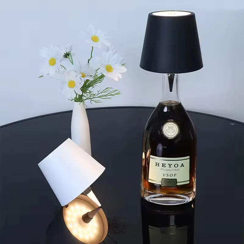 Wireless Touch Mini LED Lamp Rechargeable Dimmable Warm Light Portable Small Table Night Lamp For Bedroom Bar Cafe Hotel Decor ﻿