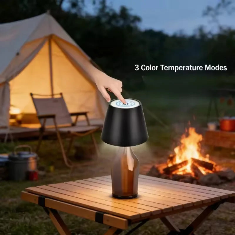 Wireless Touch Mini LED Lamp Rechargeable Dimmable Warm Light Portable Small Table Night Lamp For Bedroom Bar Cafe Hotel Decor ﻿